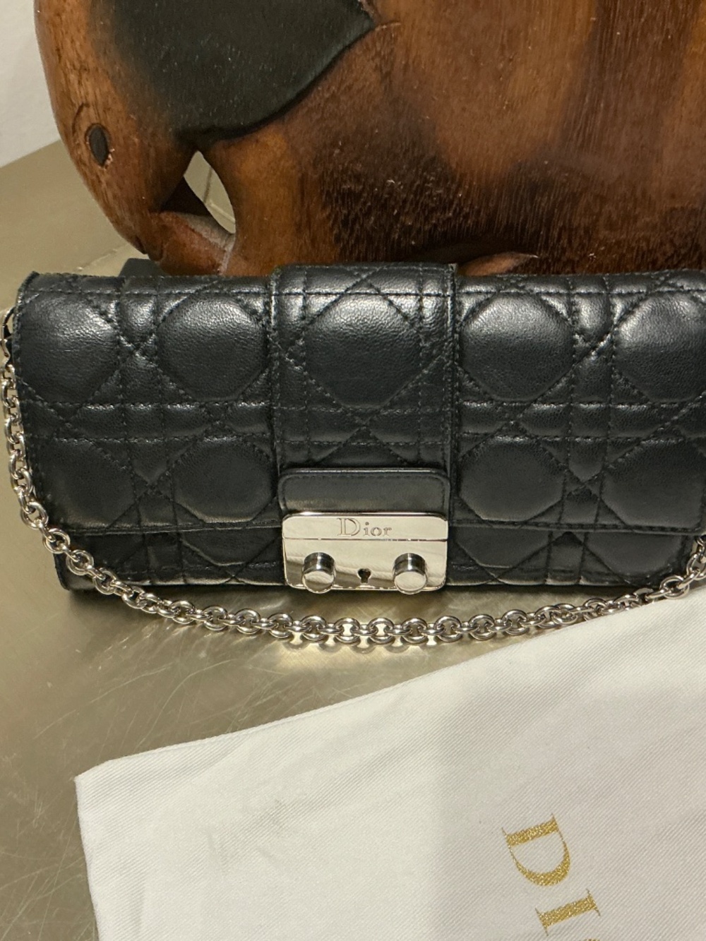 Authentic Christian Dior New Lock Pochette Black Quilted Lambskin Chain Bag - Picture 9 of 9